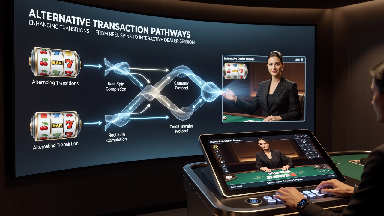 Close-up of handheld screen showing live dealer session activated after slot play with transaction confirmation overlay