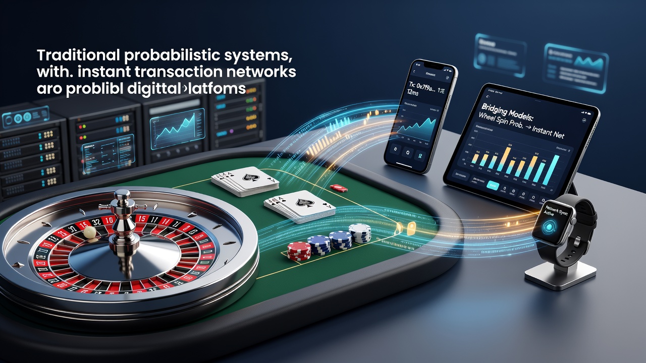 Illustration of probability models from roulette wheels and card tables integrated with mobile transaction networks