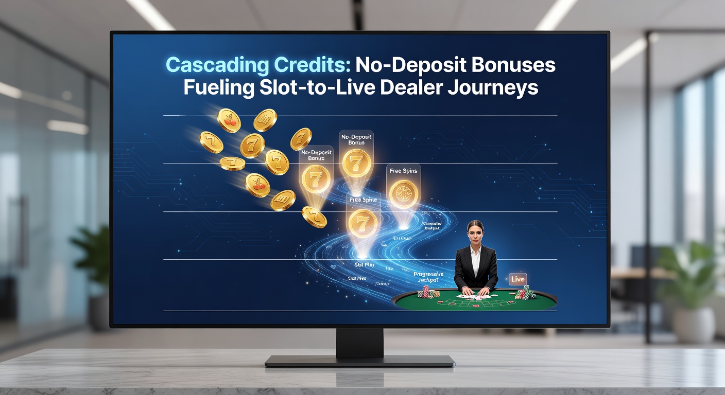 Animated graphic of cascading bonus credits flowing from colorful slot icons to a sophisticated live dealer roulette wheel