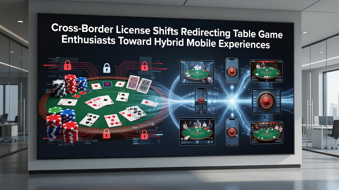 Illustration showing cross-border licensing changes affecting table game access and mobile transitions