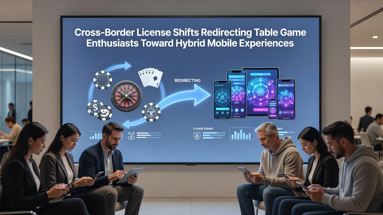 Mobile device displaying hybrid table game interface with live dealer and RNG options