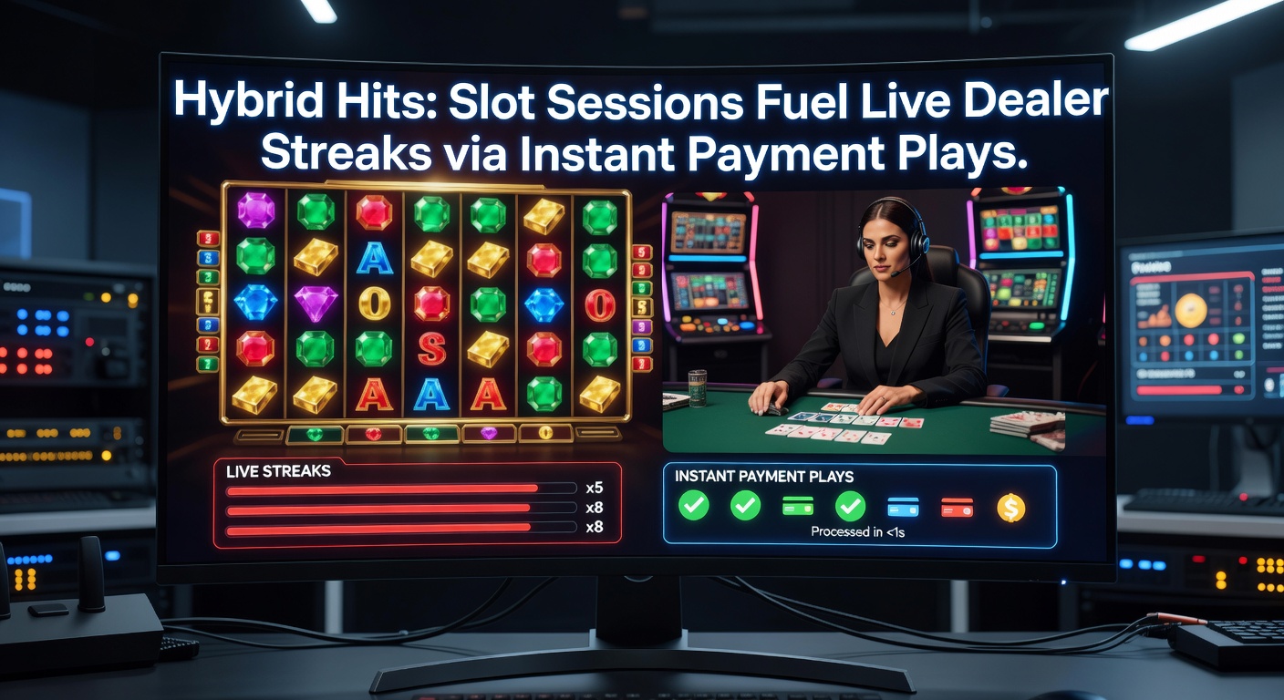 Close-up of a mobile device displaying a slot win notification followed by a live roulette wheel spin, with instant transfer arrow connecting them