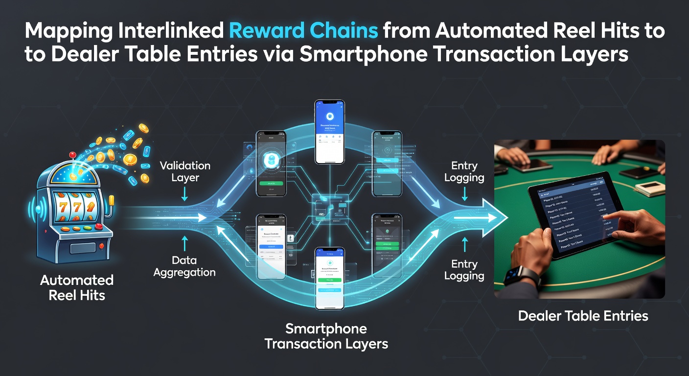 Diagram showing reward flow from slot reels through mobile app to live dealer tables