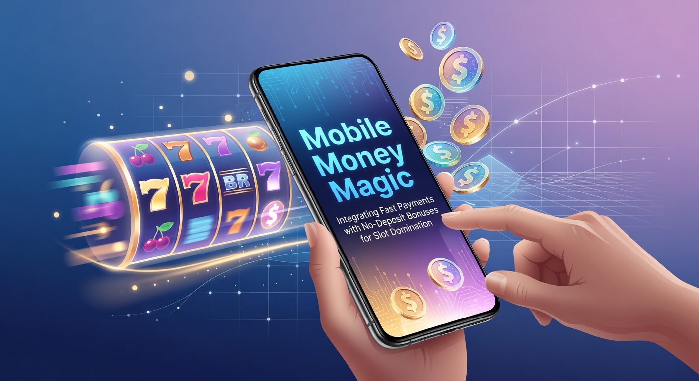 Vibrant mobile phone screen displaying a slot machine jackpot with fast payment icons and bonus notifications overlayed, capturing the seamless integration of quick deposits and free spins