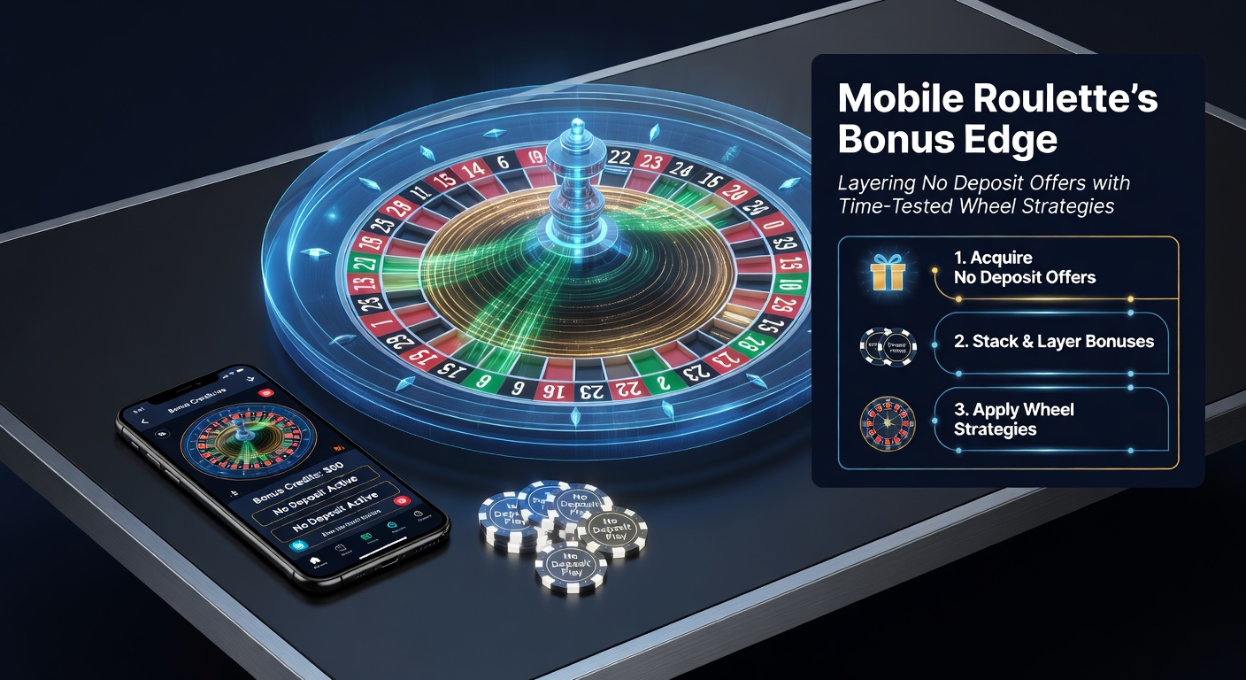 Mobile roulette app displaying a no-deposit bonus offer alongside a European wheel spin