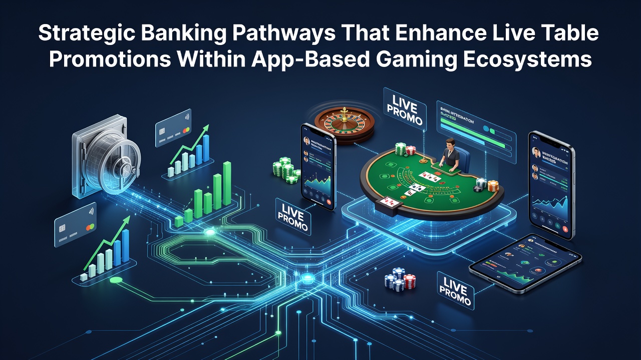 Strategic banking pathways illustration showing mobile app integrations for live table promotions