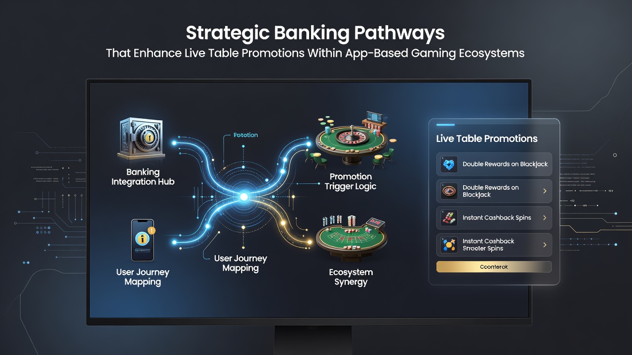 Mobile app interface displaying live table promotions and banking options