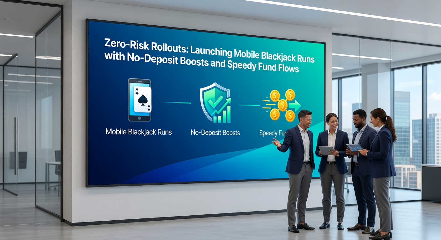 Mobile phone screen displaying a blackjack game interface with no-deposit bonus notification and fast transaction icons